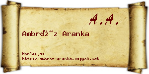 Ambróz Aranka névjegykártya