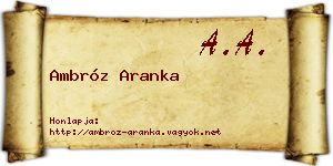Ambróz Aranka névjegykártya
