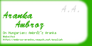aranka ambroz business card